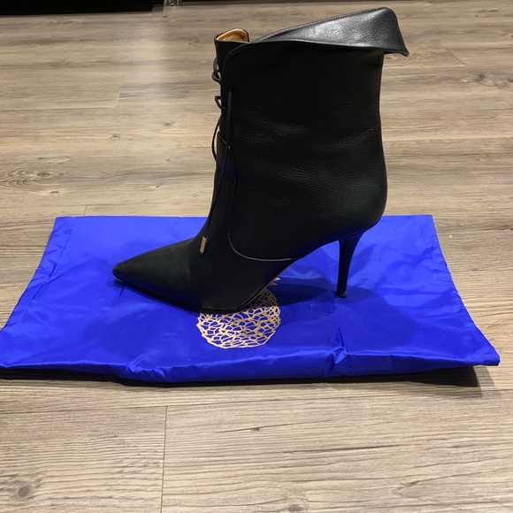 Aquazurra Tribeca Black cuffed leather Booties - Picture 3 of 5